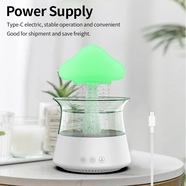 Title 9, Rain Cloud Night Light humidifier with raining ...