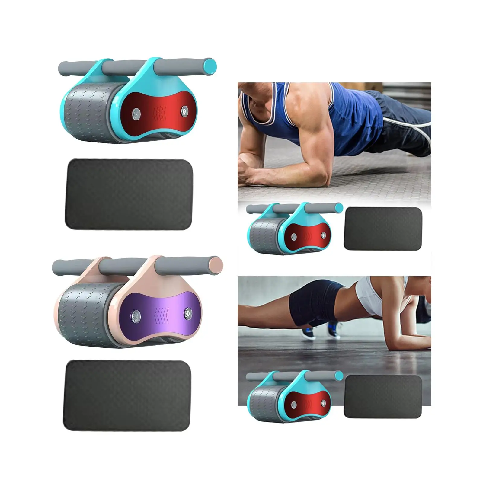 Double Wheel Abdominal Roller Abdominal Core Trainer Automatic Return Abdominal Exerciser Workout Equipment Home Gym Use