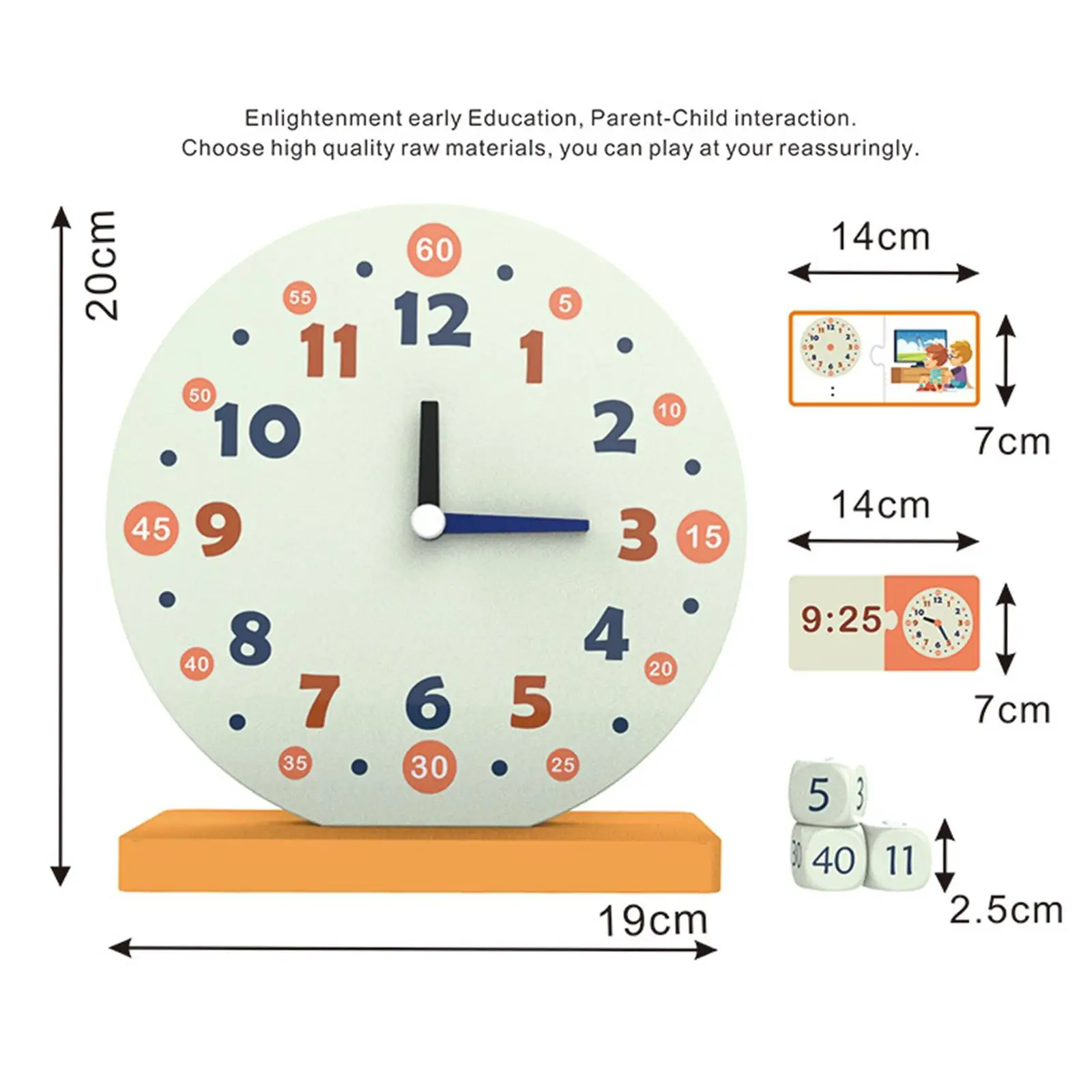 Montessori Wooden Clock Toys Educational Game with Numbers Learn How to Tell Time Teaching Clock for Classroom Toddler Baby