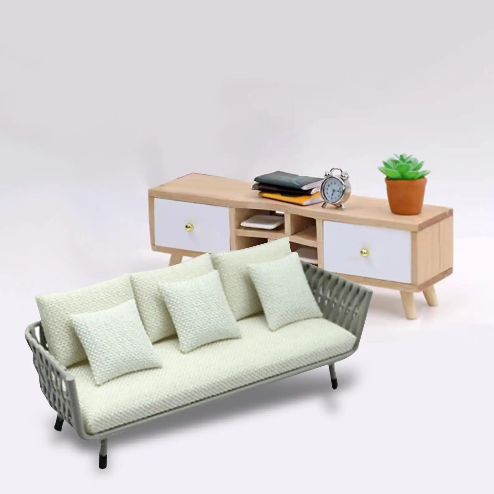 1/12 Dollhouse Sofa Mini Sofa Furniture Model for Micro Landscape Livingroom Photo Props 1/12 1/15 Scale Doll House Kids Gifts