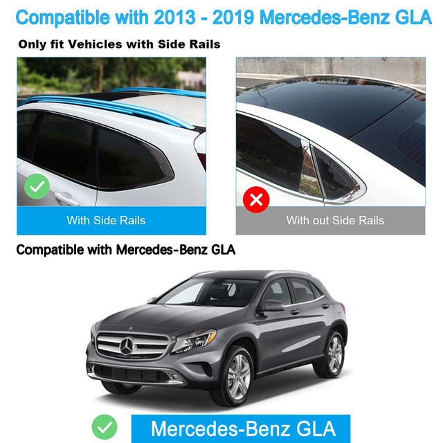 Shiturui-Mercees用ルーフバー,2ピース,Benz gla suv 2013-2019  x156,アルミニウム合金サイドバー,クロスレール,ルーフラック,ラゲッジ - AliExpress