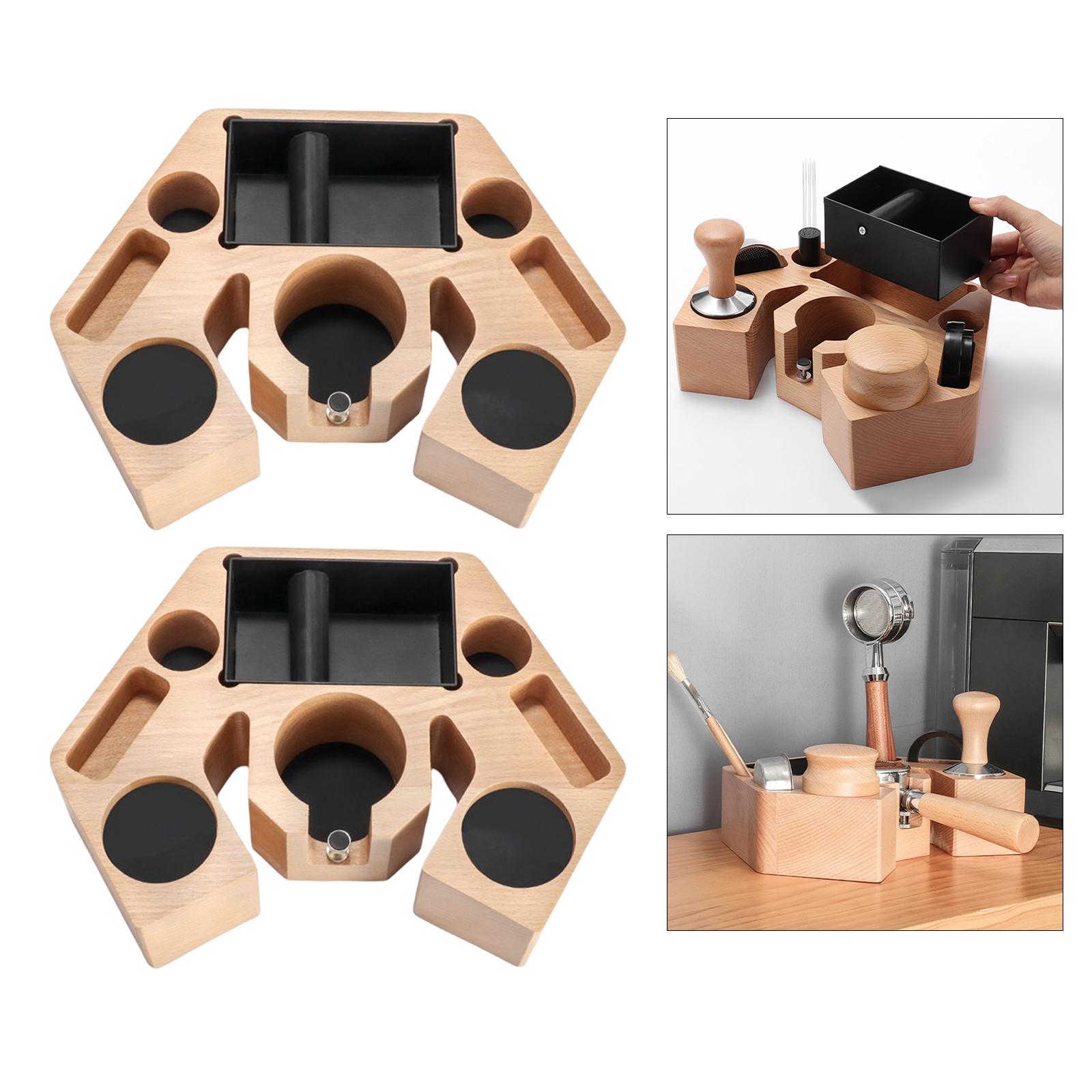 Wooden Espresso Knock Box Espresso Tamping Station, Cafe Machine Accessories for Home Office Cafe Unique Texture Durable Elegant