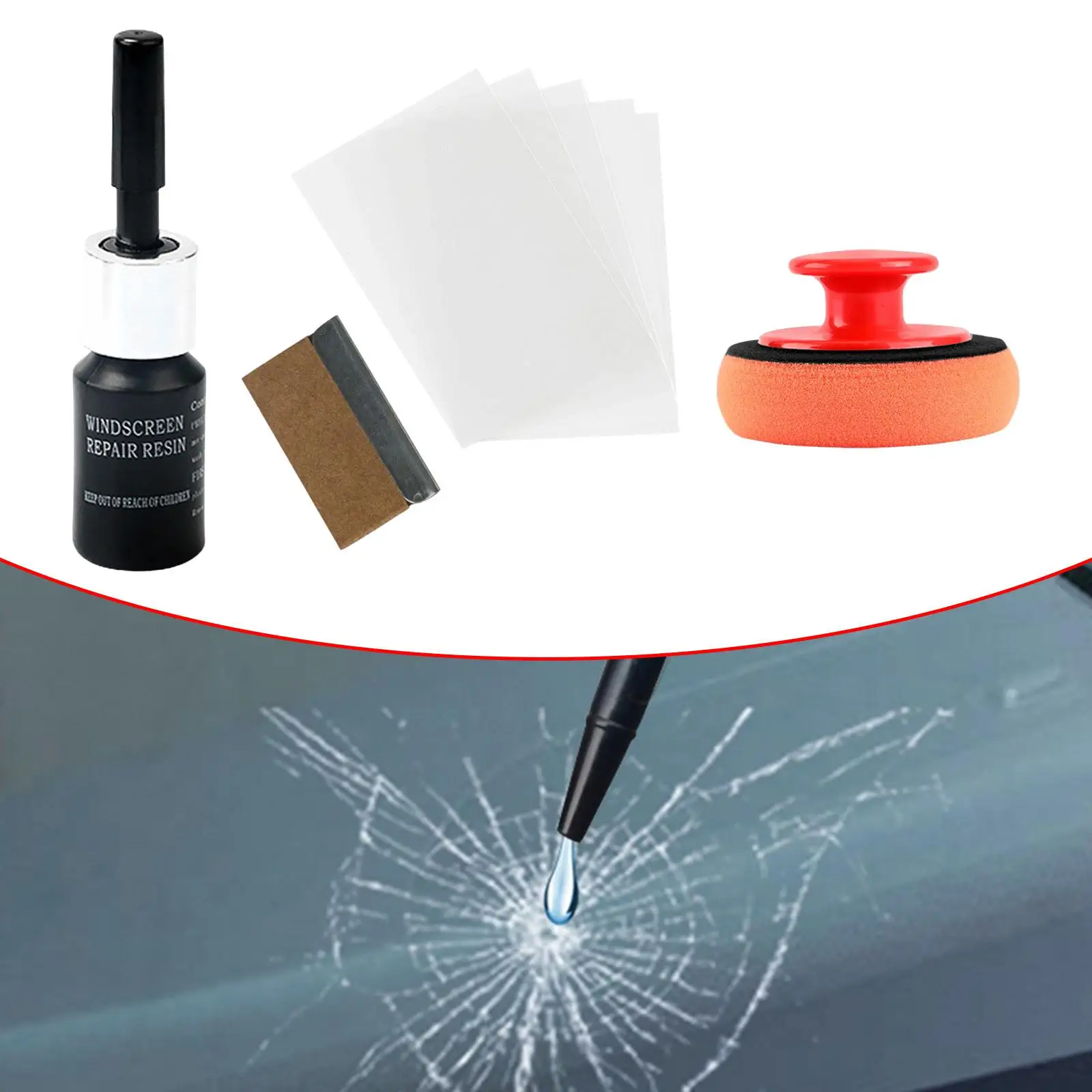 Car Windshield Crack Repair Kit Accessories Quick Fix Glass Repair Fluid for Fixing Chips Scratch Star Shaped Crack Cracks