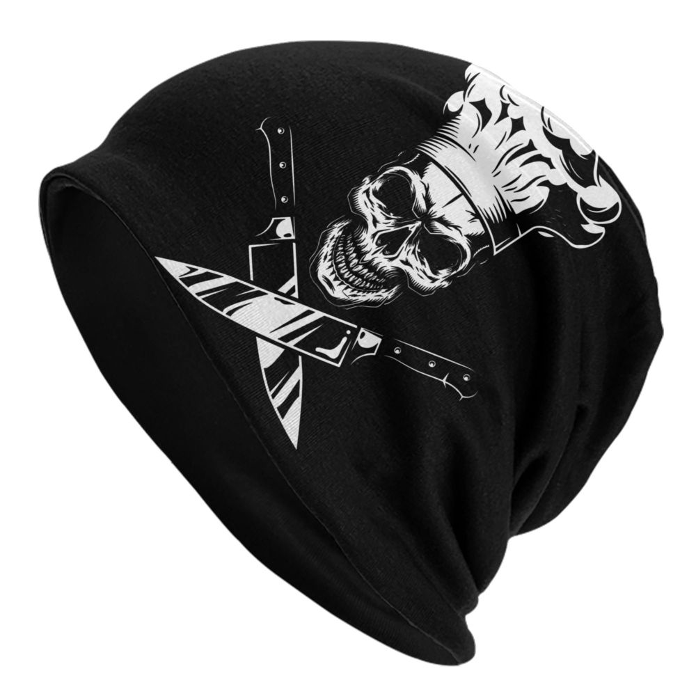 Benutzerdefinierte lustige Kochen Schädel Messer Chef Motorhaube Hut Stricken Hüte Männer Frauen Mode Unisex Erwachsene Winter warme Mützen Kappe – Detail 13