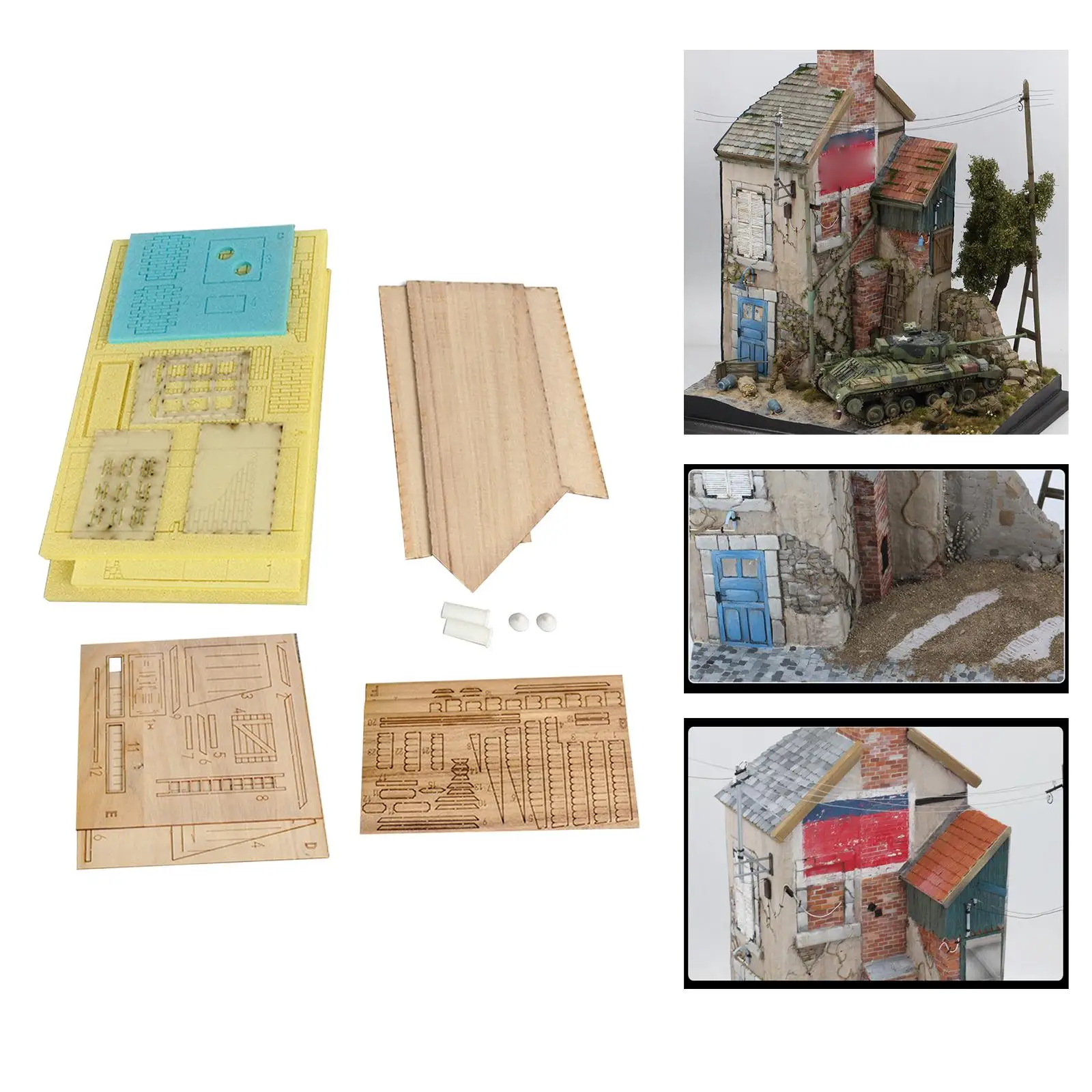 Unassembled Hobby DIY Crafts Building 1:35 Scale Miniature War Scene Scenery