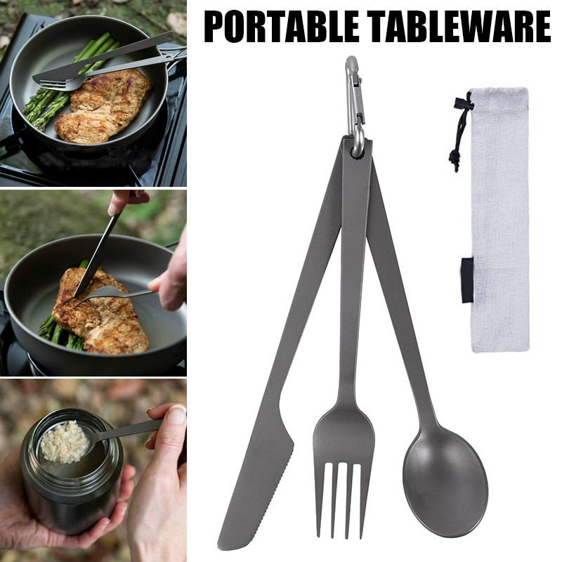 3-in-1 Titan-Geschirr-Set, Löffel, Abendessen, Schneider, Gabel, Camping, Picknick, Zuhause – Detail 2