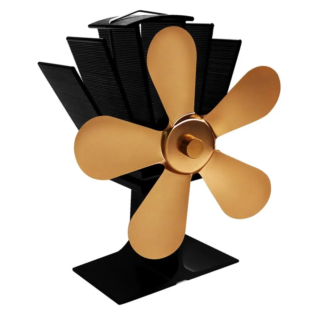  Fireplace Fan- 5 Heat Powered Stove Fan /Log Burner/Fireplace Increases 80%   Than 2 Blade Fan