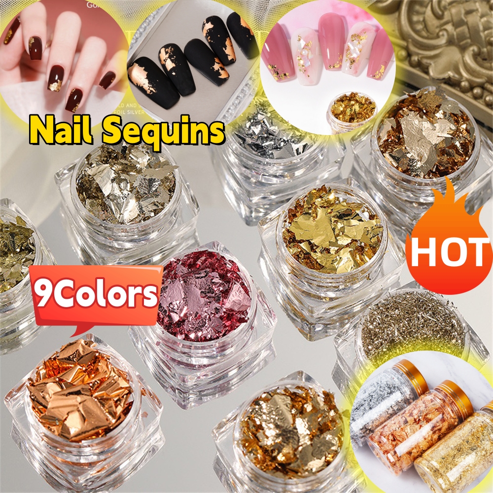 Best of 9Colors Nail Sequins Aluminum 3D Glitters Foil Flakes For Manicure Gold Silver Irregular Nail Art Decoration DIY Manicure Charms Reviews & Tips