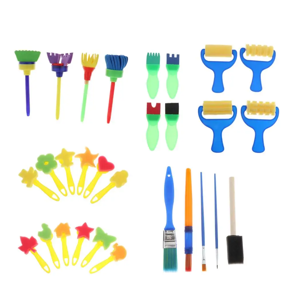 29/set  Paint Colorful Sponge Painting Brushes Set Children Toy