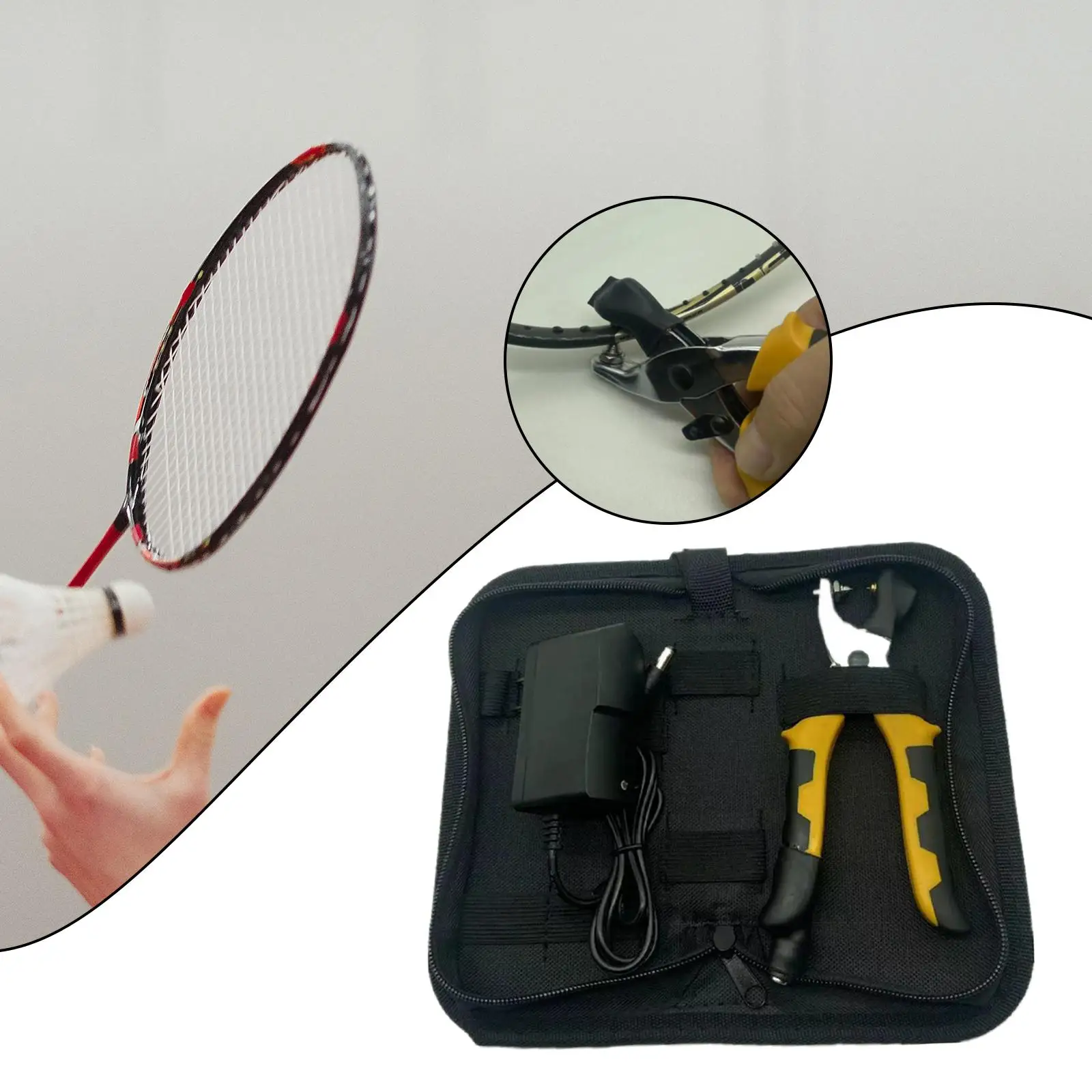 Portable Badminton Racket Pliers String Clamp Tool with Storage Bag Racquet Racket Racket Threading Pincer Forceps Supplies
