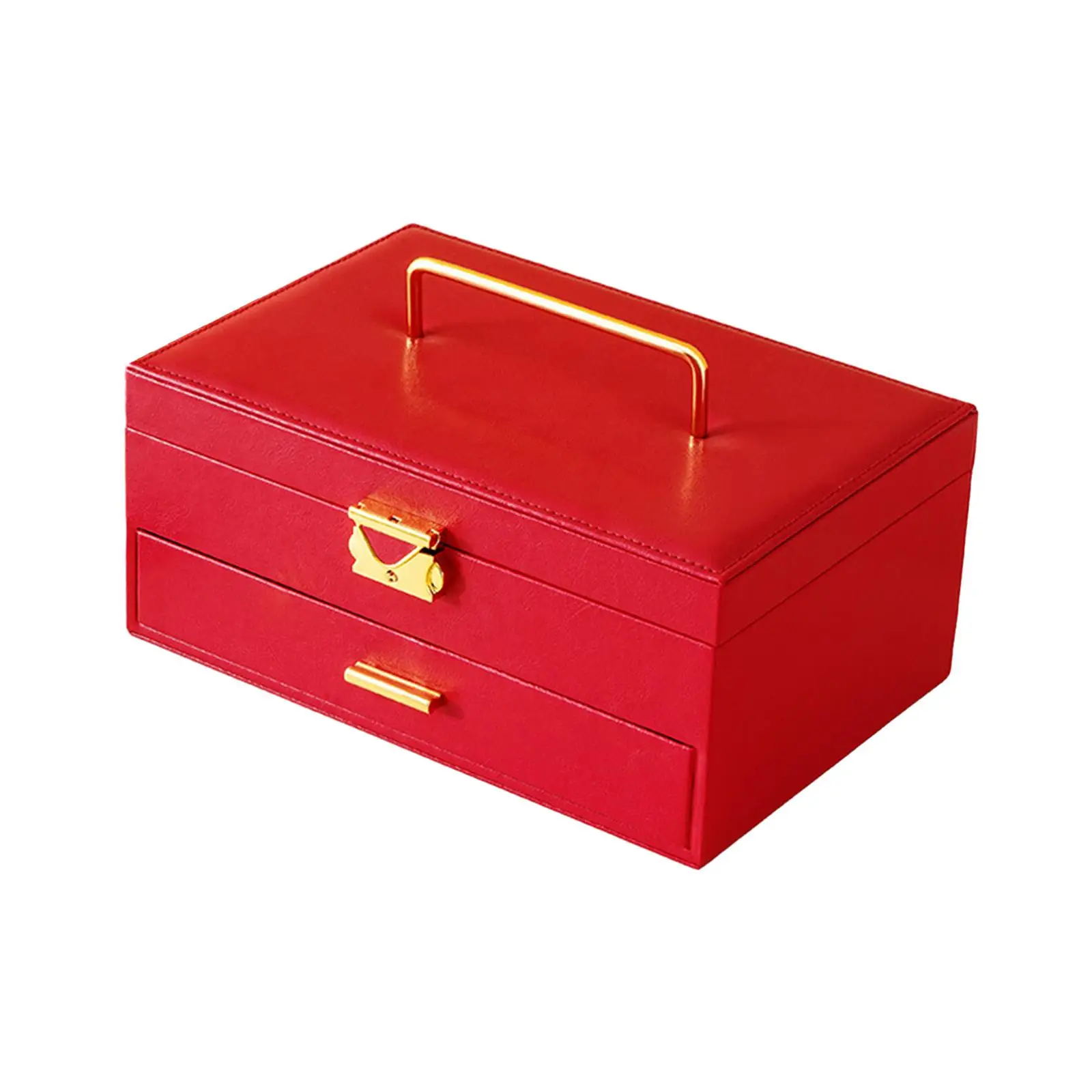 Chinese Three Layer Storage Jewelry Box Wedding Storage Display Box PU Organizer Carrying Case for Women Girl Pendants Trinket