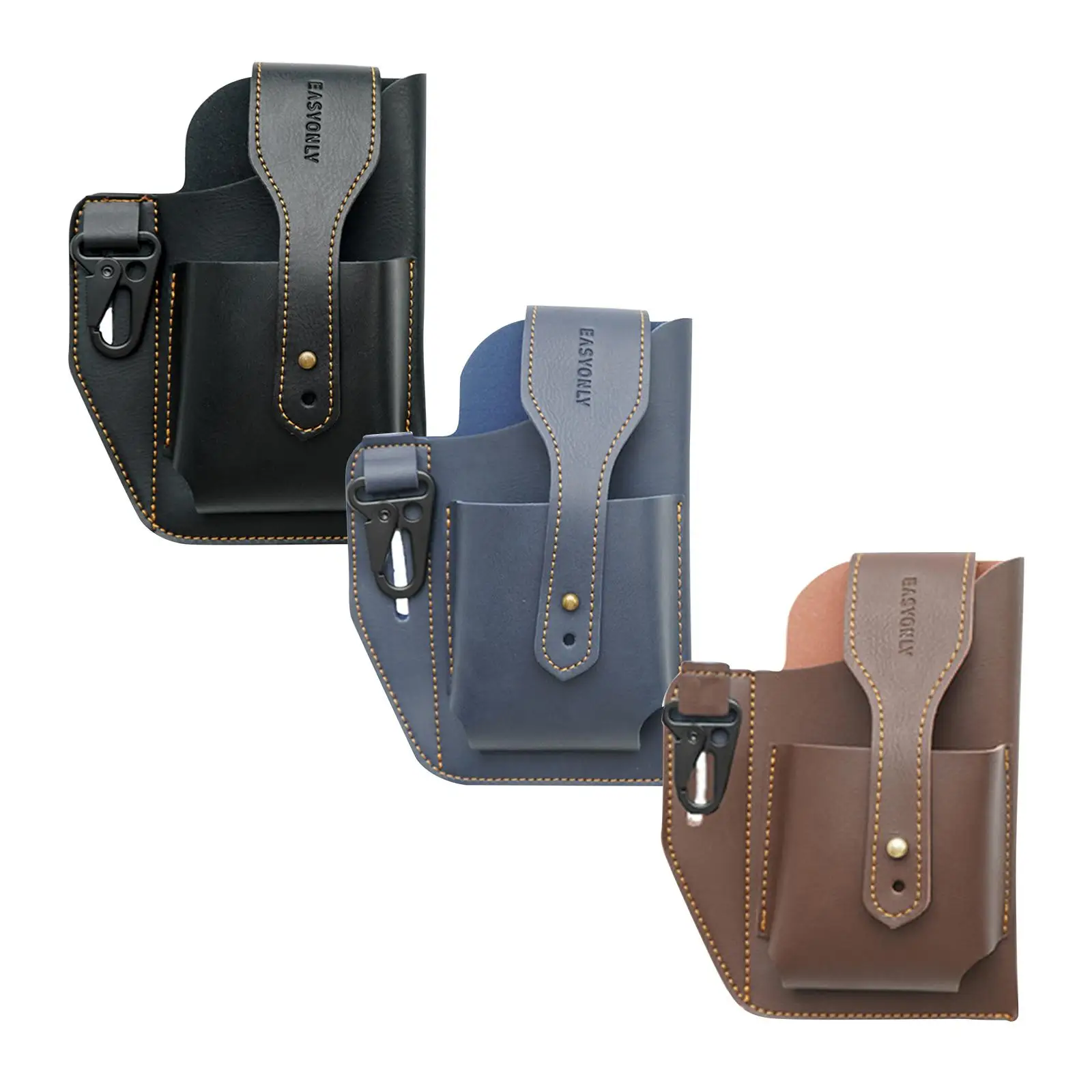 PU Men Waist Bag Multifunction Outdoor Pouch W/ Belt Loop Cell Phone Holster Case Waist Purse with Key Holder Cigarette Box