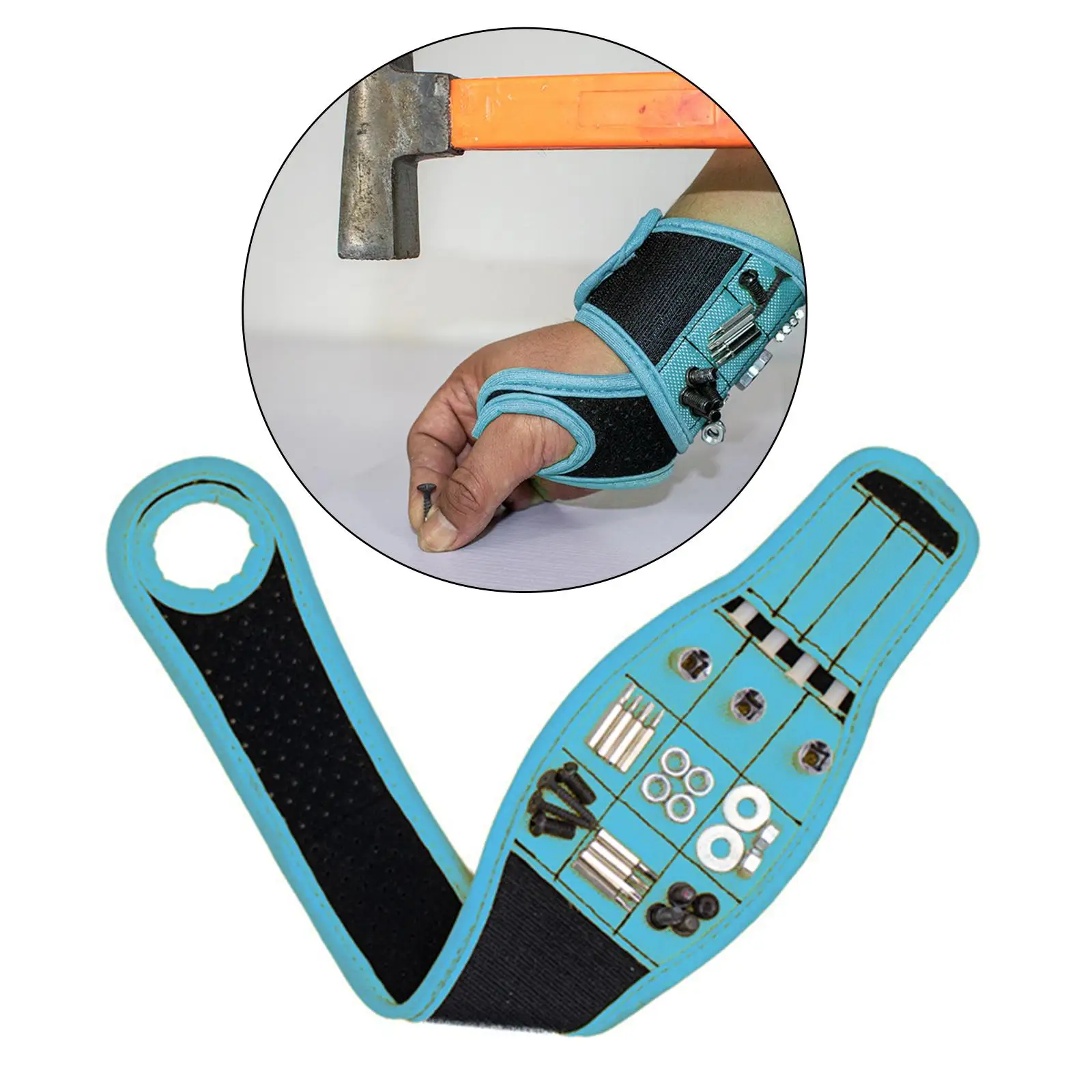 Magnetic Wristband, Holder Organiser with 9 Magnets Tool Bracelet for Holding Screws Fasteners Husband Men & Women`s Carpenters
