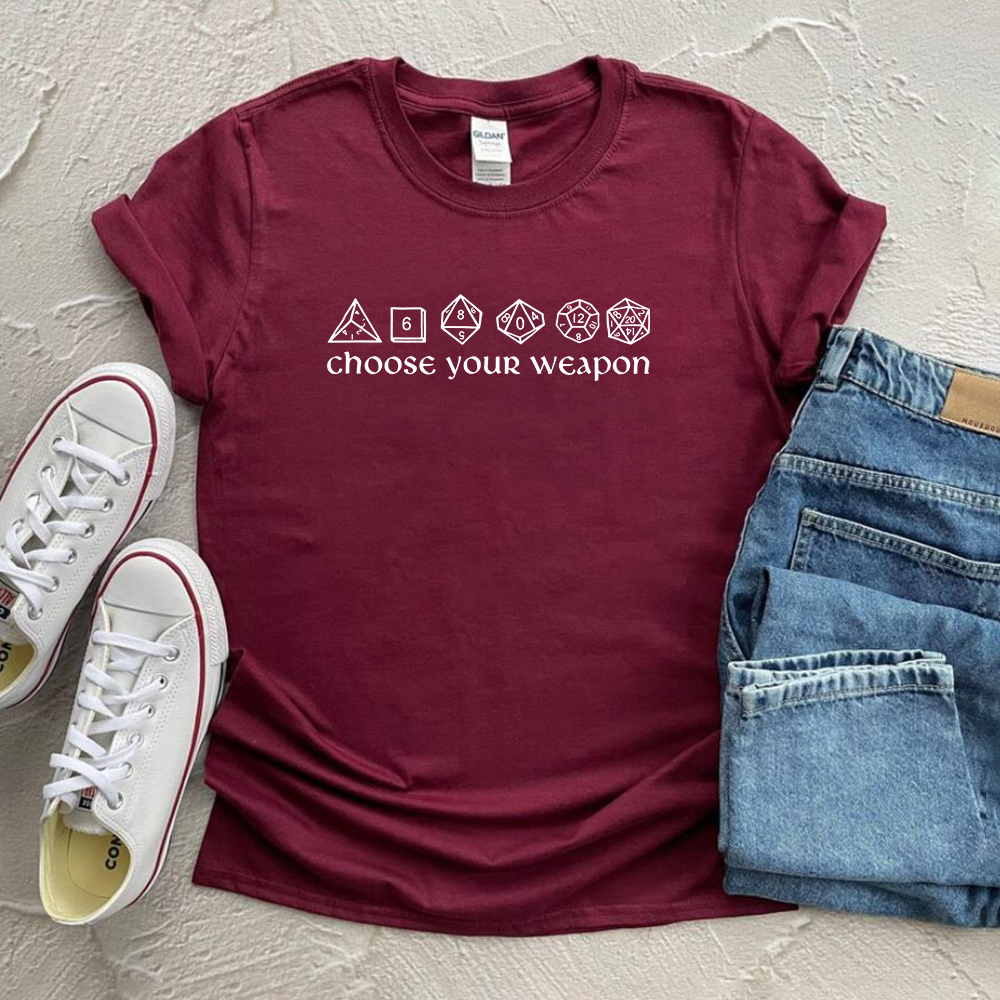 Wählen Sie Ihre Waffe T-Shirt Lustiges DnD-Würfel-Shirt Brettspiele RPG Gaming Tees Unisex Kurzarm-T-Shirt Vintage D&D DM Tops T-Shirt – Detail 4
