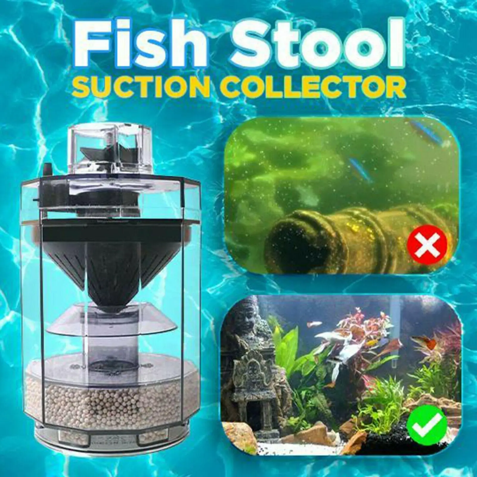 Fish Stool Suction Collector Waste Remover Fish Waste Cleaner Tank Filter
