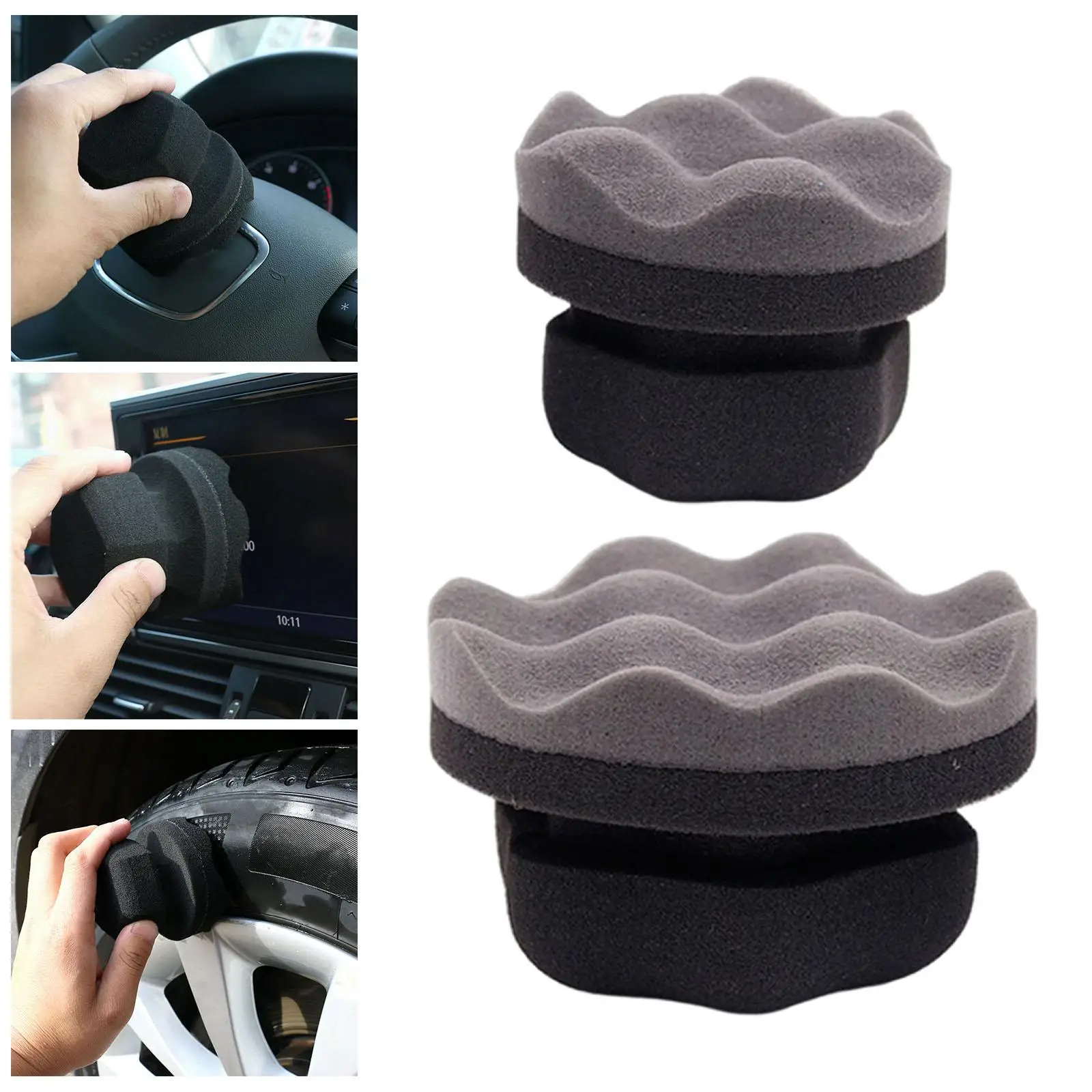 1x Auto Waxing Pads Sponge Set Wheel Polishing Pad Car Polisher Kits Manual Applicator for Vehicle Detail Handle Drill