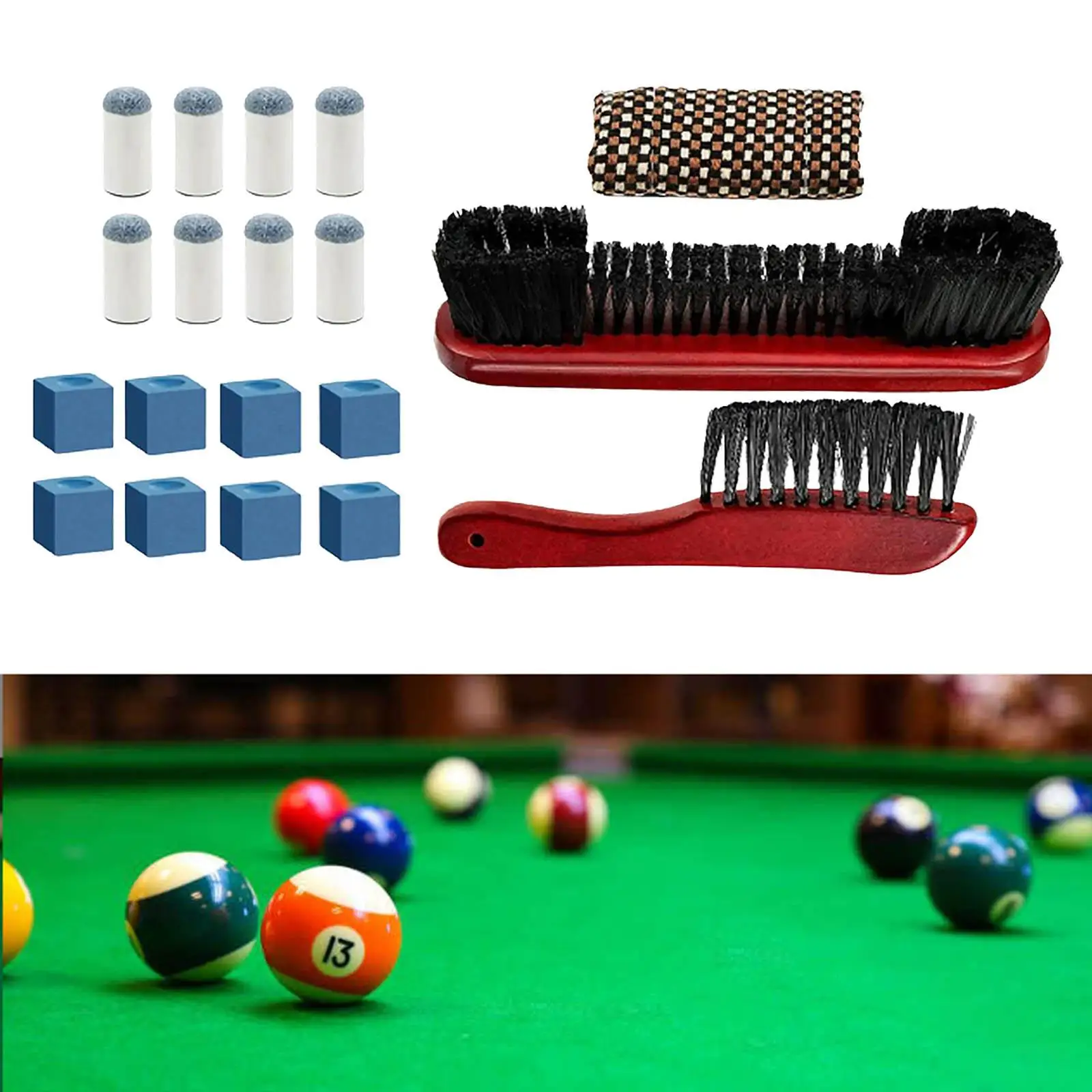 Billiards Pool Table Brush Set Cleaning Tool Cue Tips Replacements
