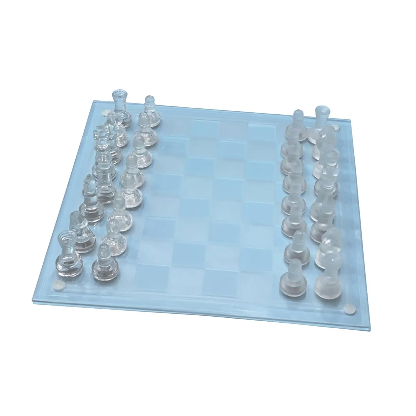 Glass Chess Game Early Education Portable Family Board Game Chess Set for Adult