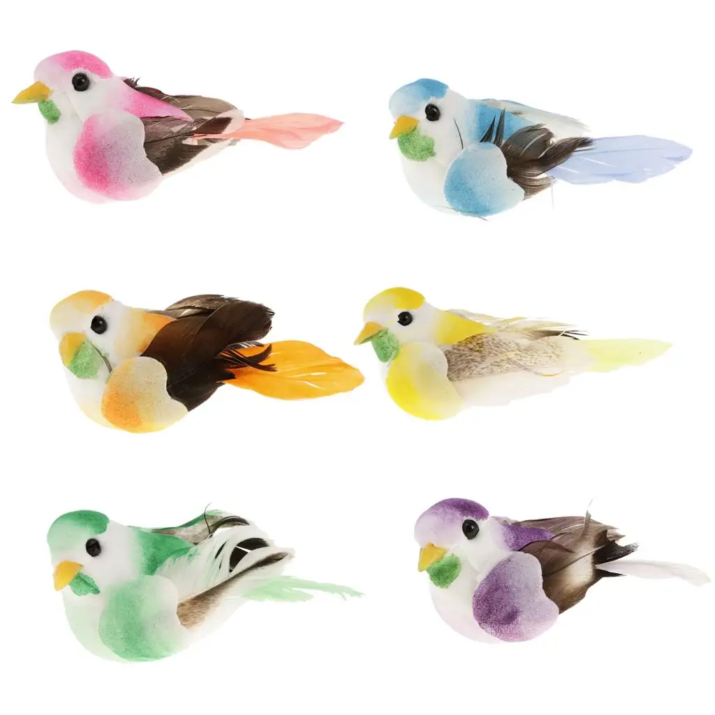 6Pcs Multi Colors Decorative Artificial Foam Mini Love Birds Ornaments Home DIY Craft for Wedding Decoration Party Accessories