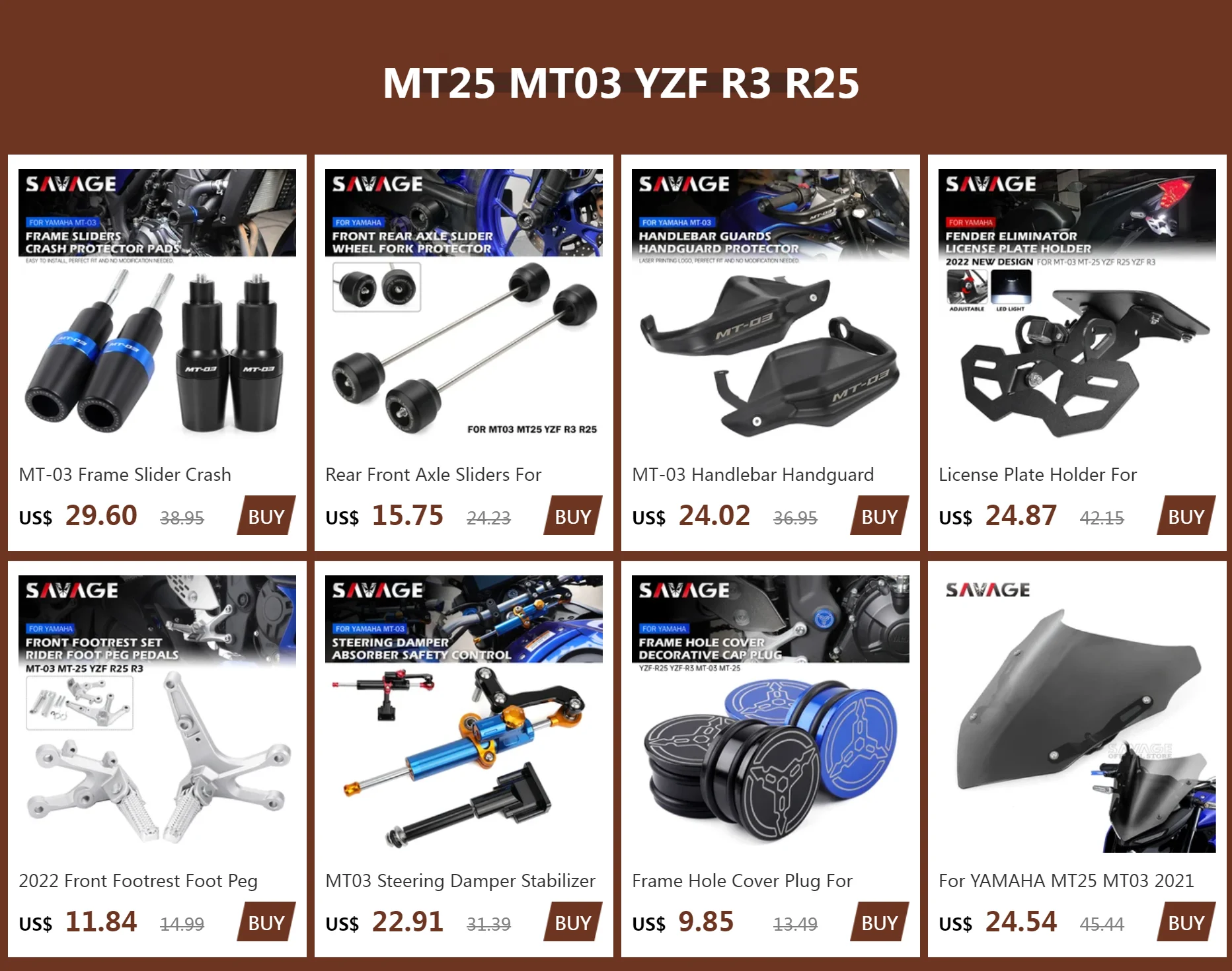 Eliminadores, Luz de sinalização LED, Yamaha YZF R25 R3 MT25 MT03 2014-2021