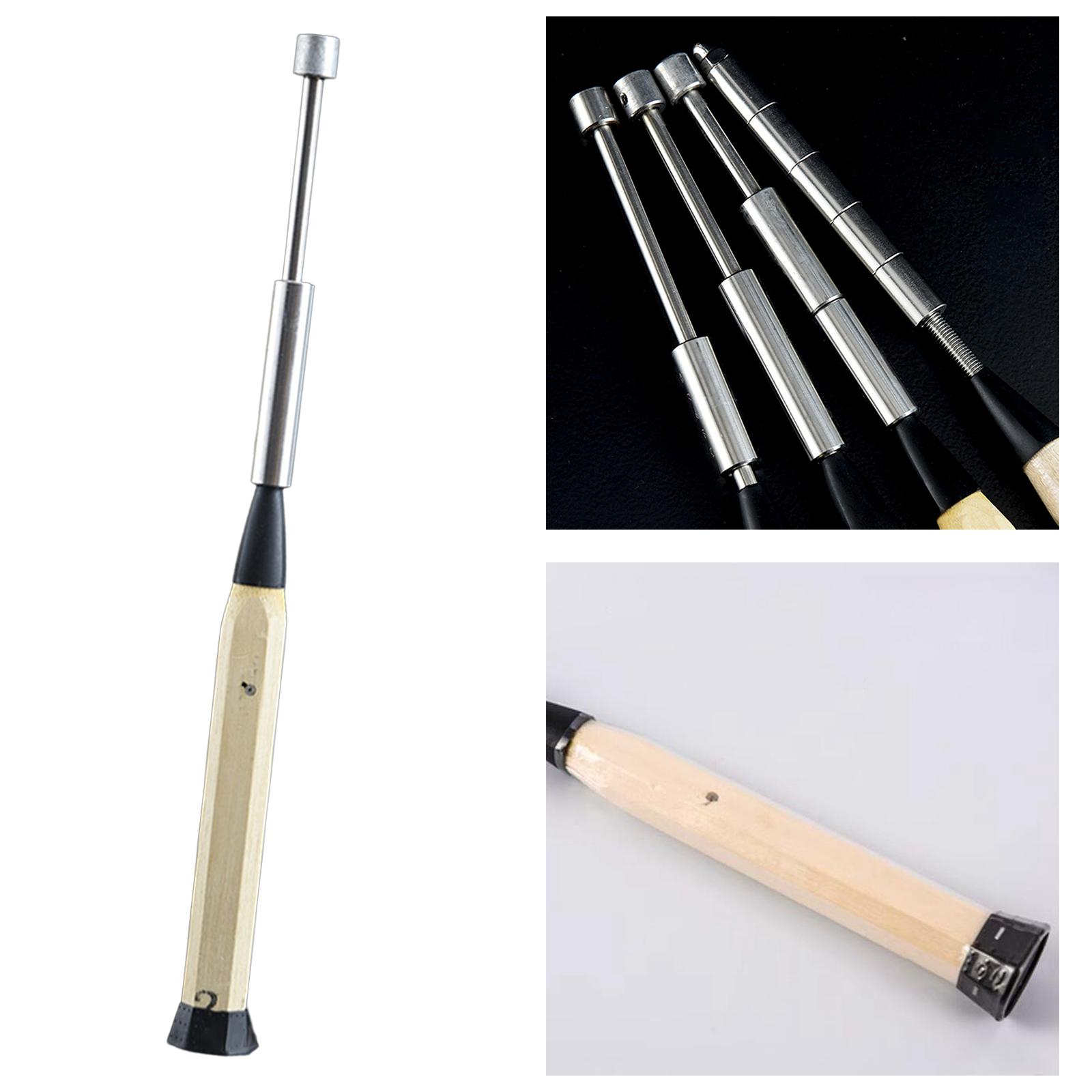 Badminton Racket Swing Trainer Portable Wooden Handle Badminton Swing Training Rod Stainless Steel Weight Block for Impact 