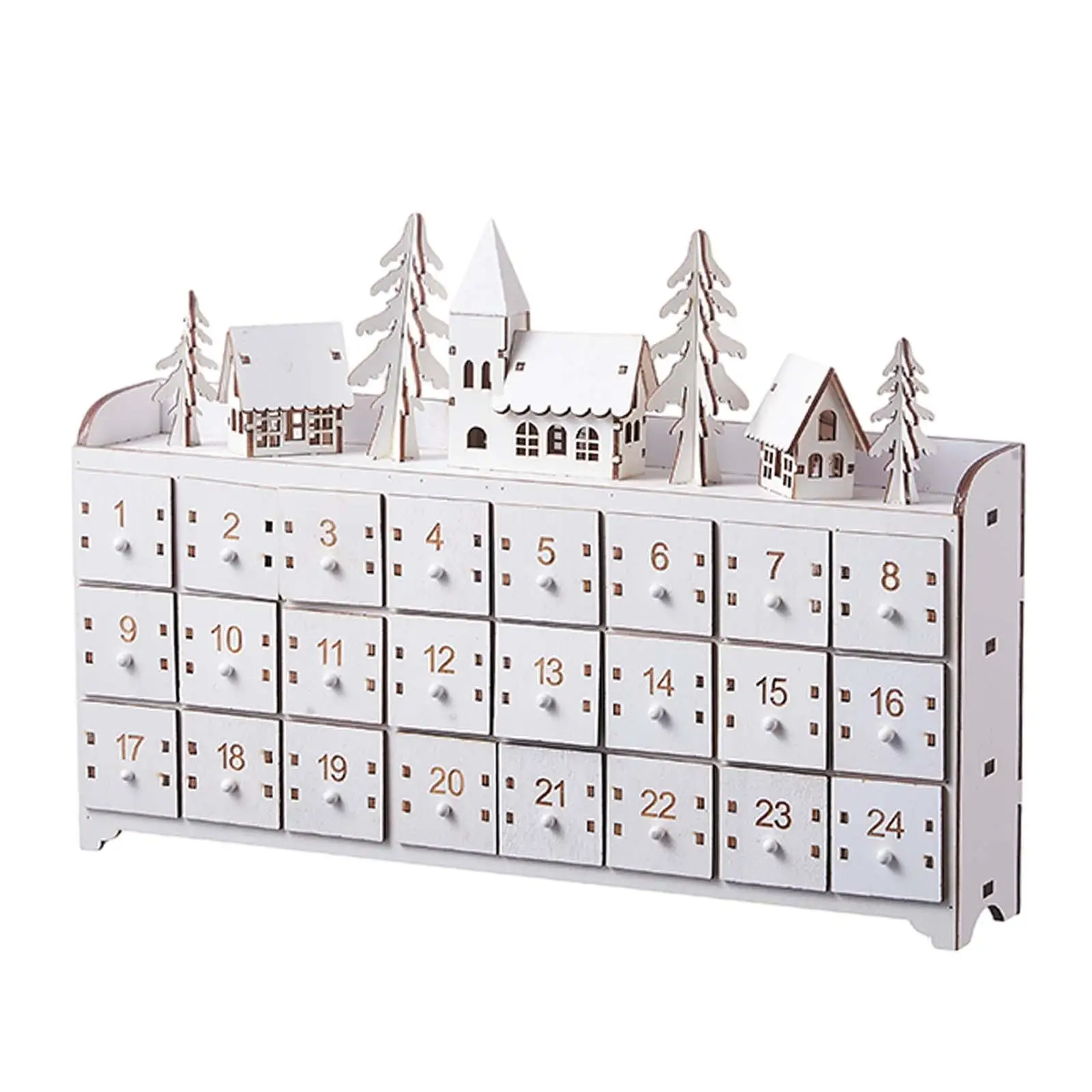 Christmas Advent Calendar 24 Day Drawers White Color Desk Ornament Numbered Drawers for Home Classroom Reusable Multifunctional