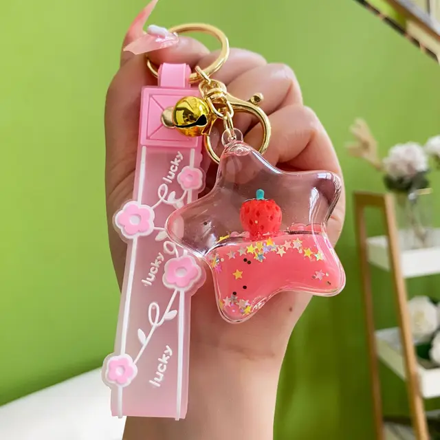 For Woman And Girls Fashion Cute Strawberry Tangerine Keyring PU Leather Car  Remote Key Case Cover Leather Keychain - AliExpress
