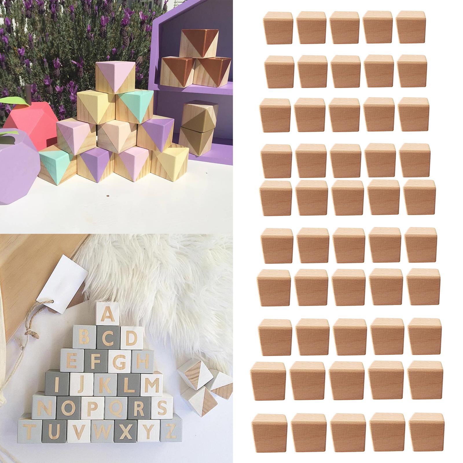 10Pcs DIY Unfinished Unpainted Wooden Square Blocks Cubes Embellishment for Crafts DIY Wood Hobby Modelling Making