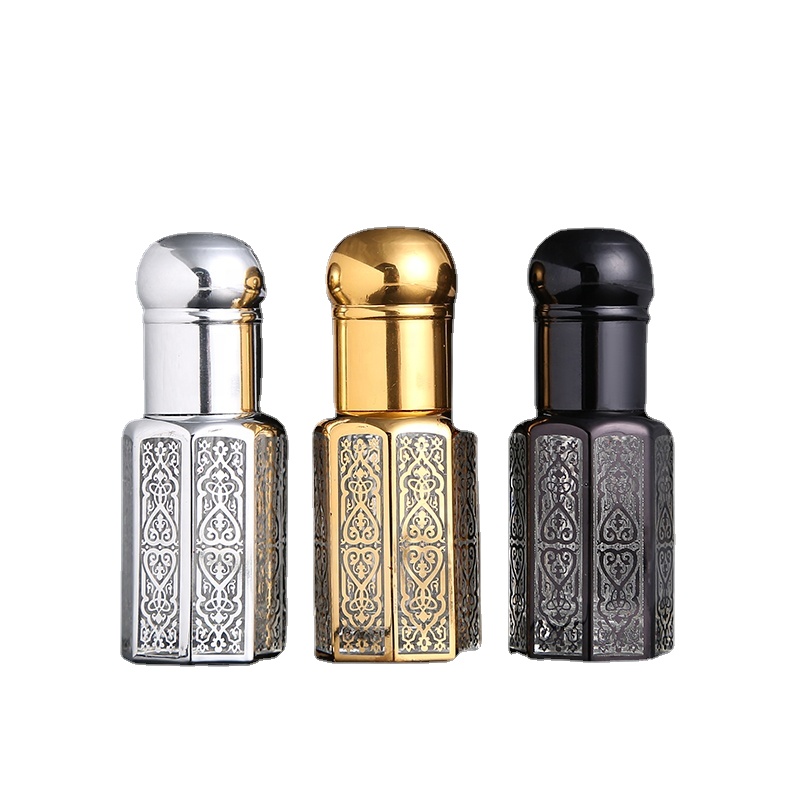 3ml 6ml gold rolle auf glas ätherisches öl flasche attar oud öl glasflaschen mit glas roller glas stick silber schwarz 10 stücke – Detail 3