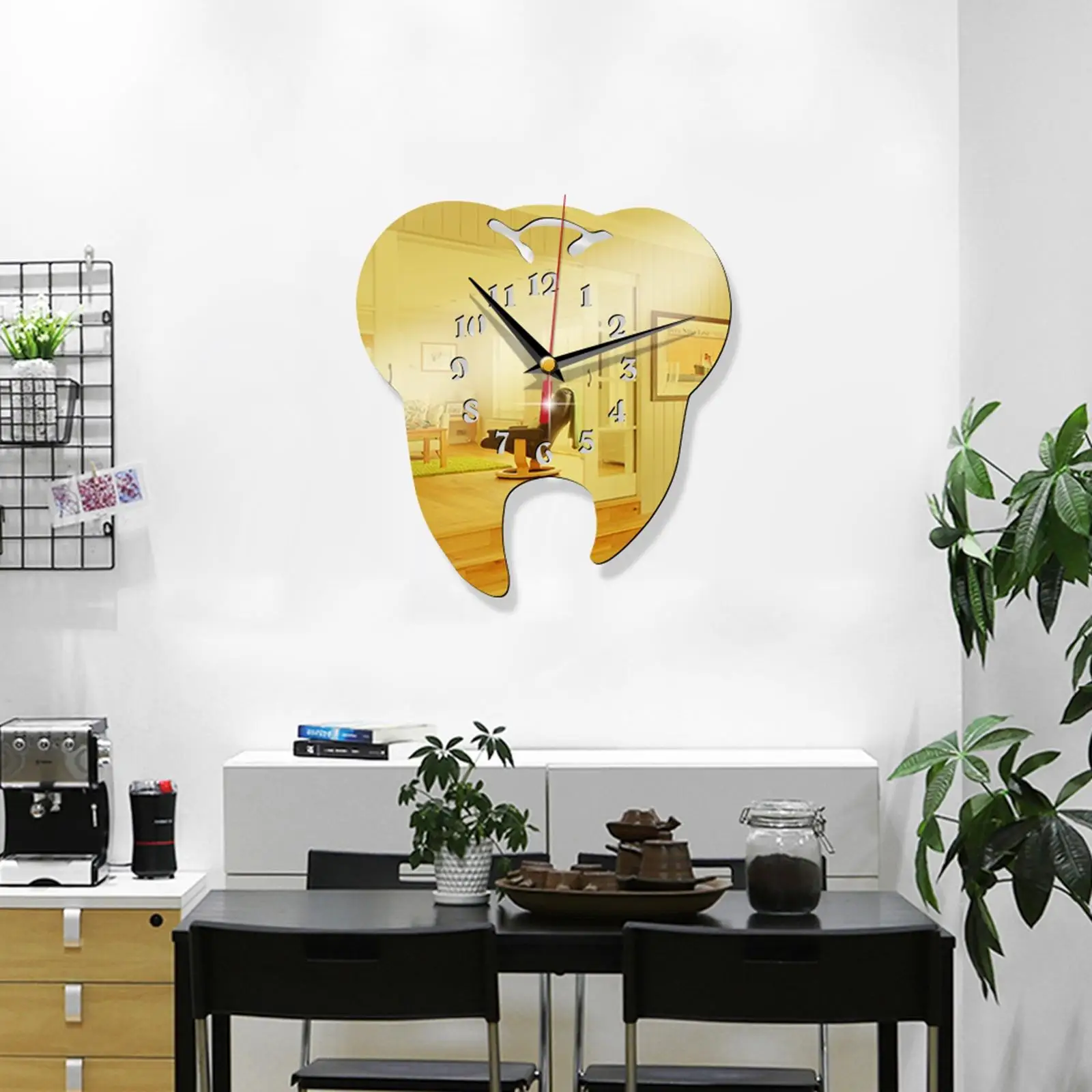 Modern Acrylic Wall Clocks , Quartz Clock with Sticker Teeth Shaped Arabic