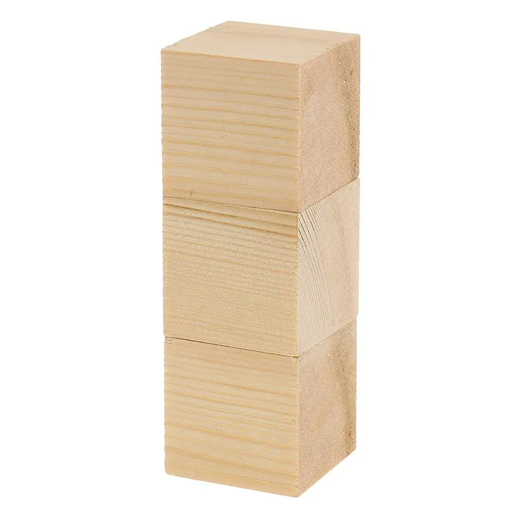 Natural  Blocks Unfinished Wooden Cubes for Hobbies Model Making Craft