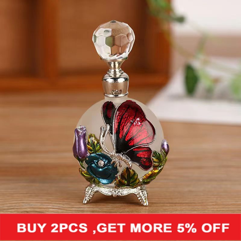 Best of Arabian Style 25ml Vintage Perfume Bottle Antique Butterfly Metal Empty Glass Dropper Women Girl Gift Reviews & Tips