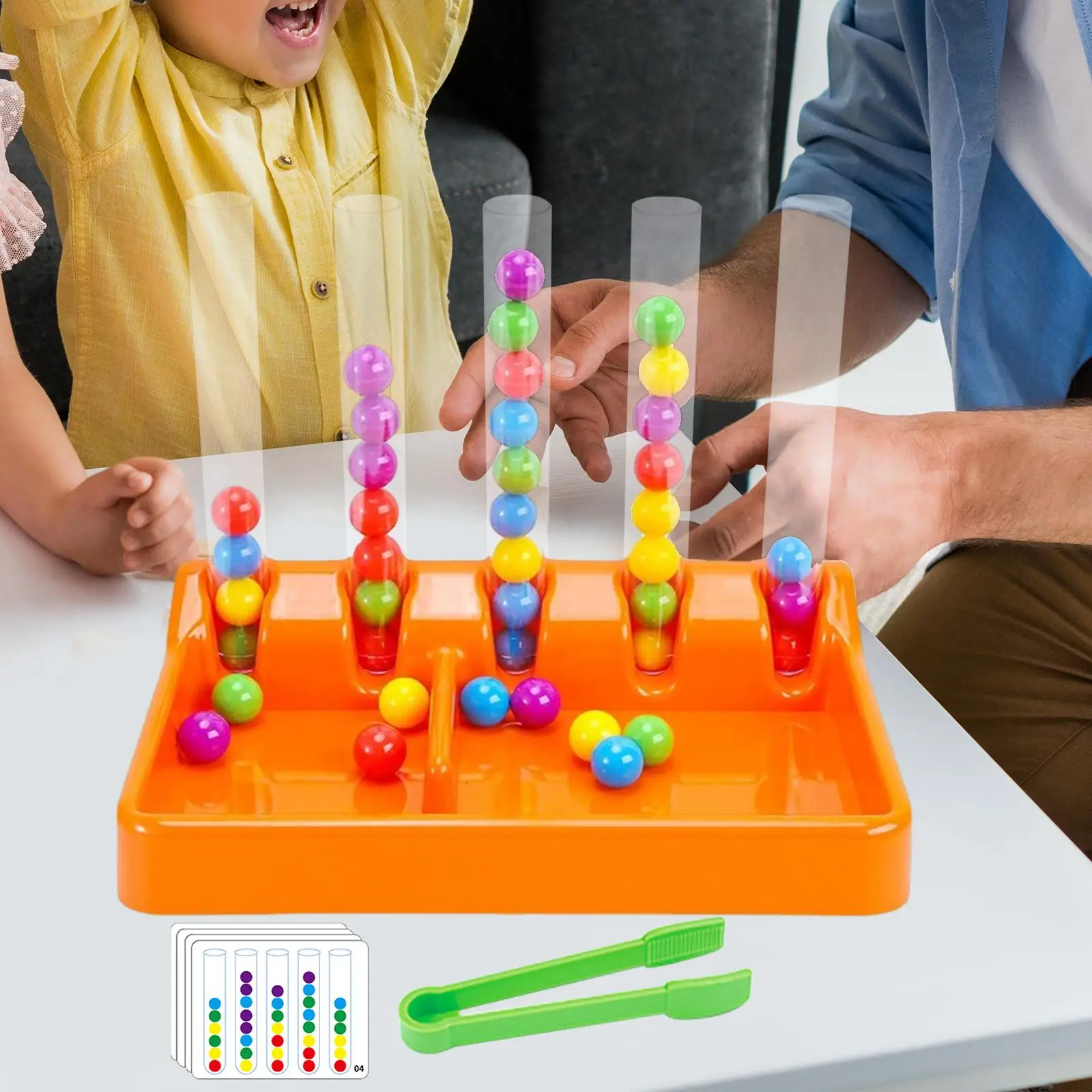 Color Matching Game Gift Novelty Interactive Toy Cognitive Teaching Aids Clip Ball Puzzle for Nursery Kindergarten Family Travel