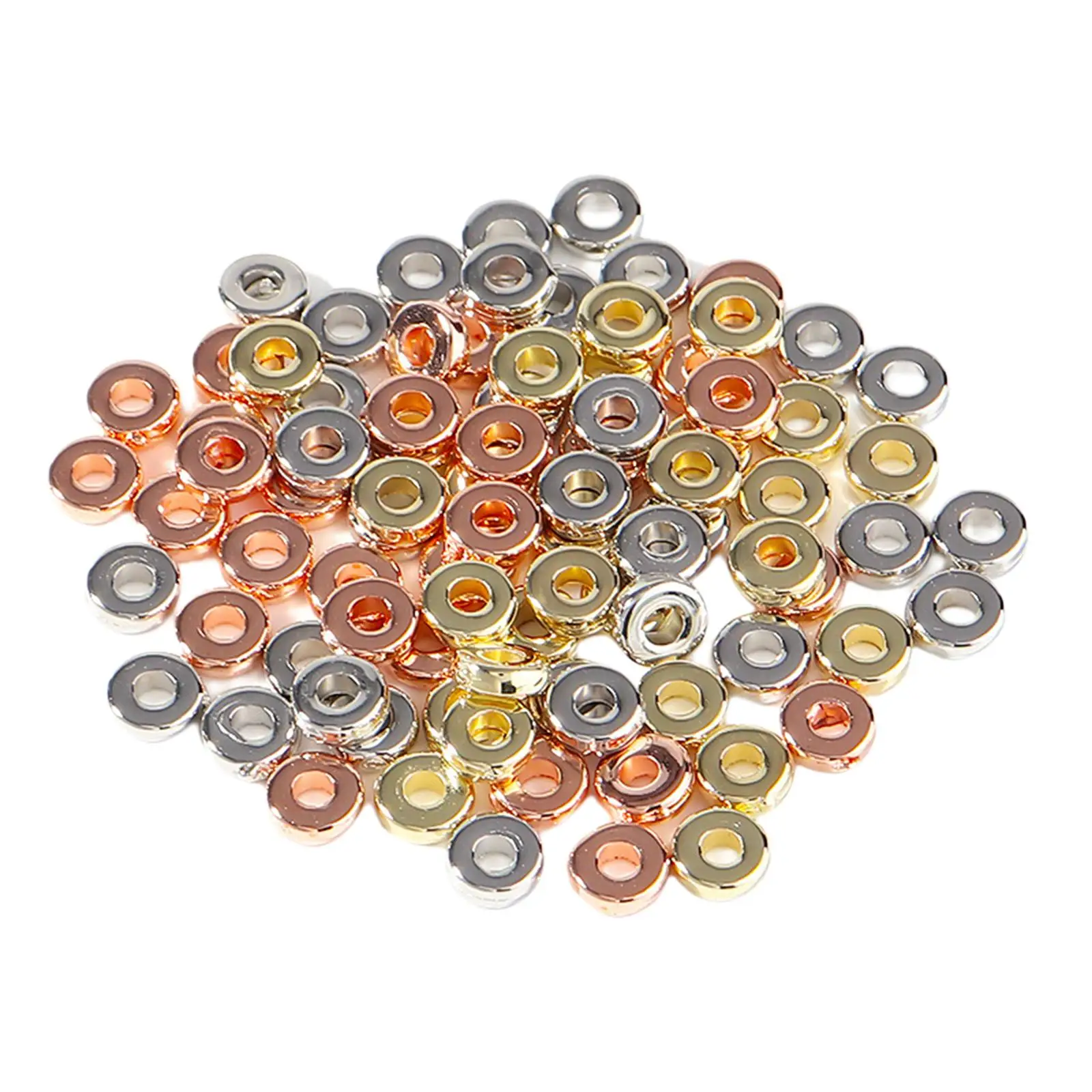 500x Loose Beads Kit Spacer Bead Plastic with Hole Flat Round Beaded Set for Bracelets Jewelry Making Art Crafts DIY Necklaces