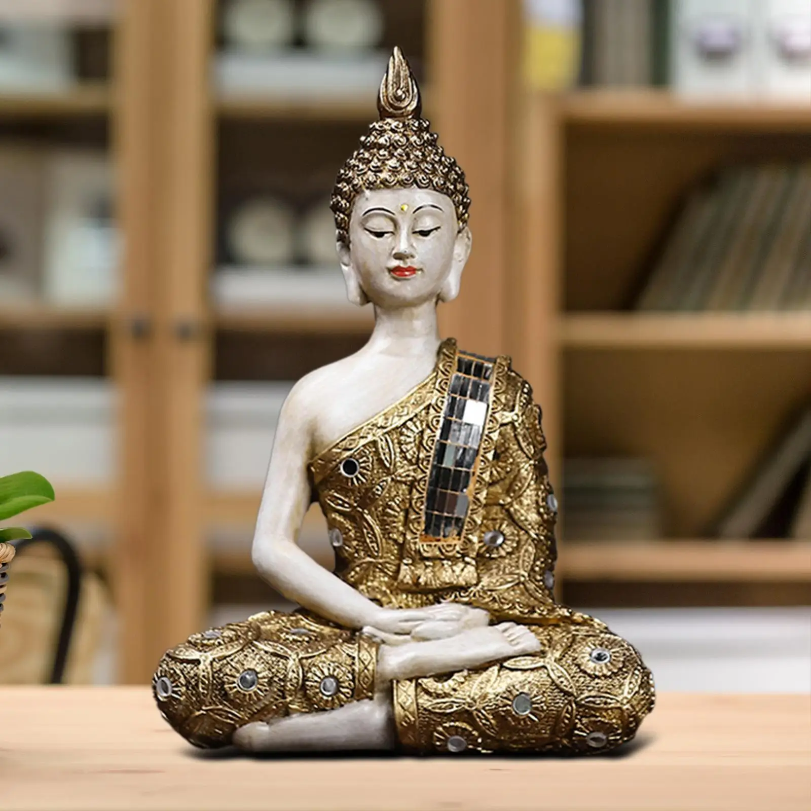 Collectible Sculpture Meditating Figurines Yard Hill Art Buddha Resin Statue