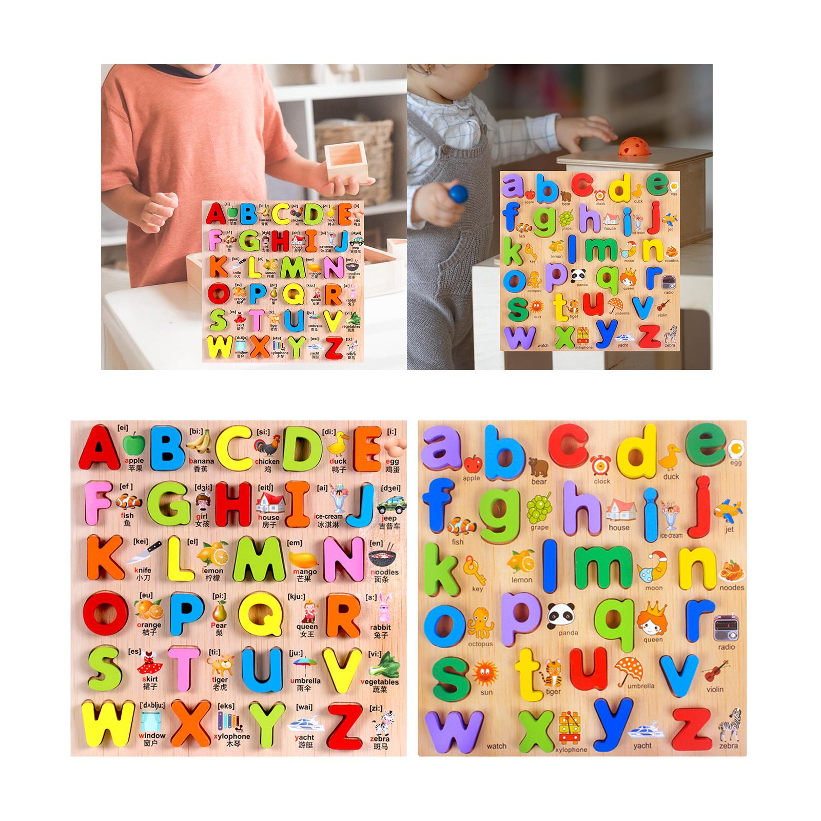 Wooden Alphabet Word Puzzle Matching Toys Learning Alphabet Gifts Girls Boys Kid