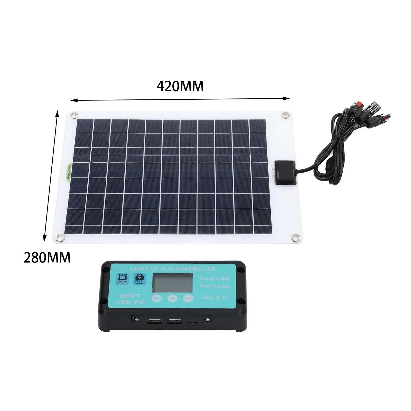 Solar Panel with Dual USB Mppt Controller Front Outlet Solar Panel Regulator