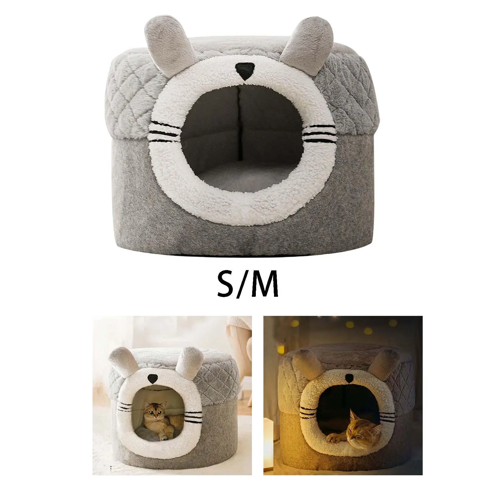 Foldable Cats Bed Removable Cushion Nest Winter Comfortable Non Slip Washable Bed Tent Cave Soft Warm House Kitten Shelter