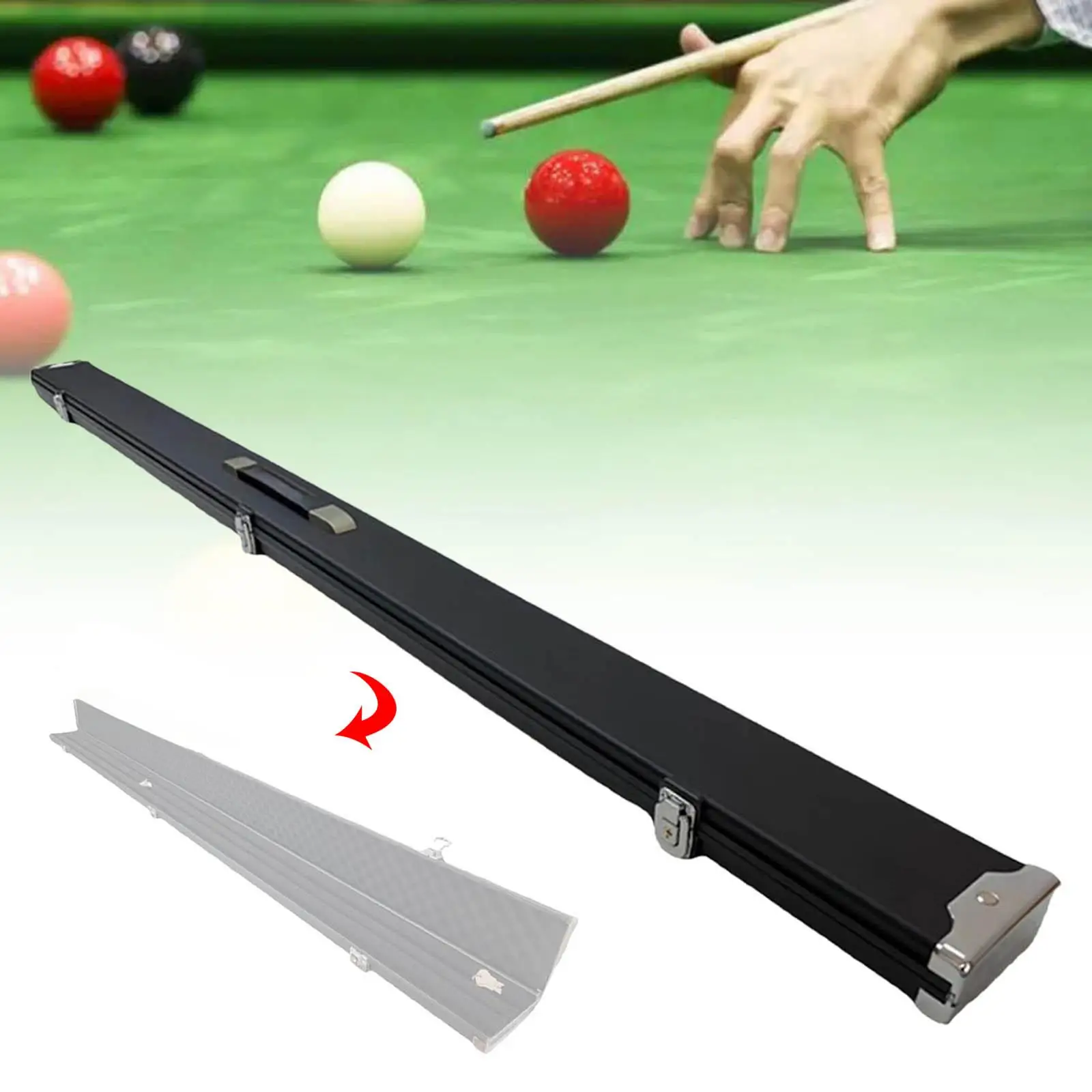 3 Slots Billiard Snooker Case Durable Aluminium Alloy with latches Black Pool