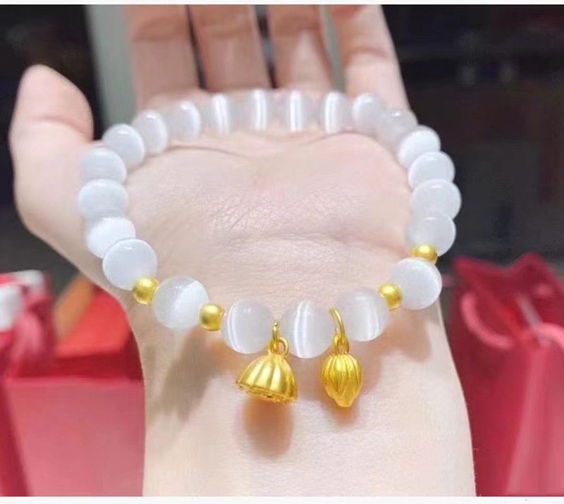 Bracelet Opale Onyx pour Femme avec Pendentif Plaqué Or Bracelets Bracelets_voghion.com