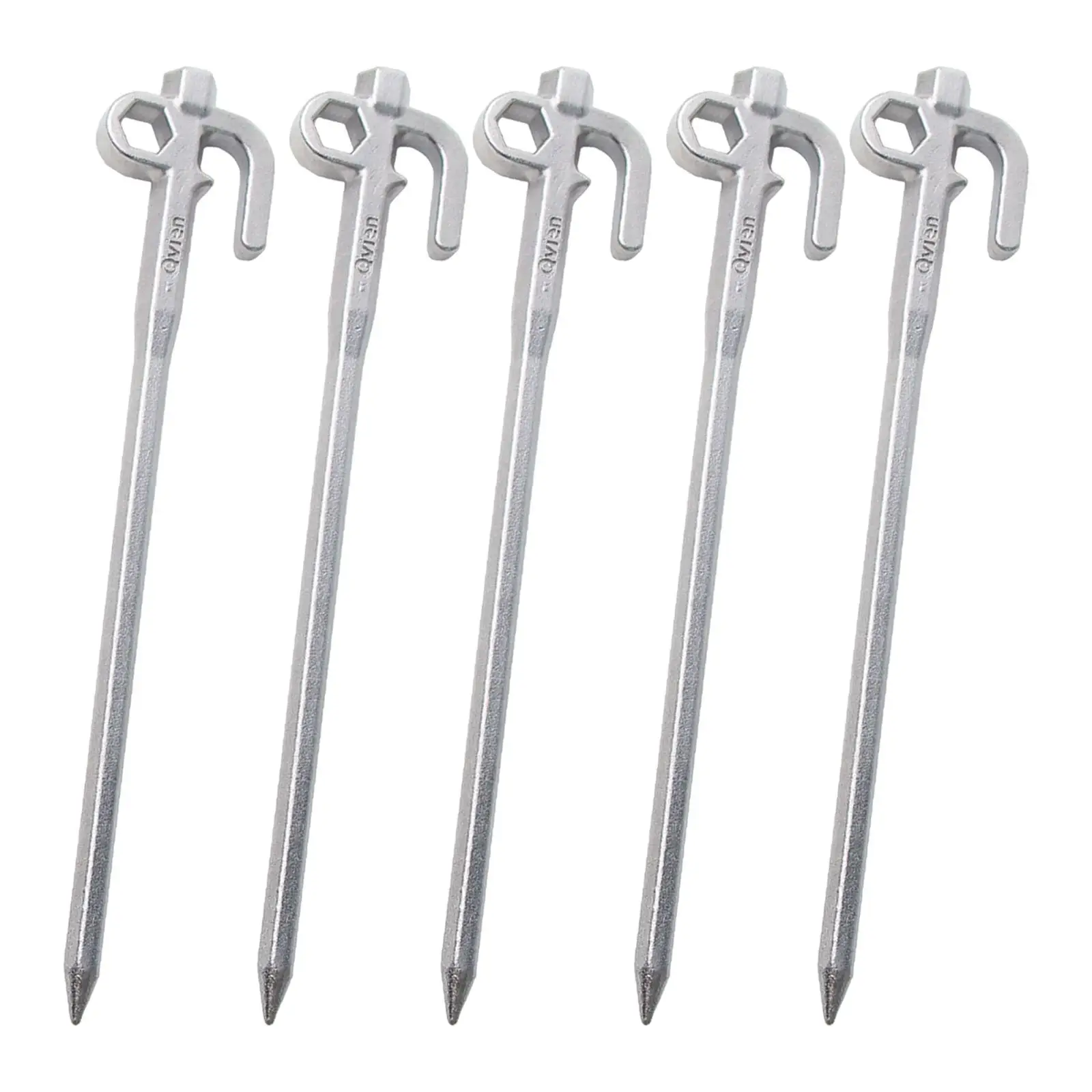 5 Pack Tent Stakes Heavy Duty Steel Tent Pegs for Camping Unbreakable and Inflexible