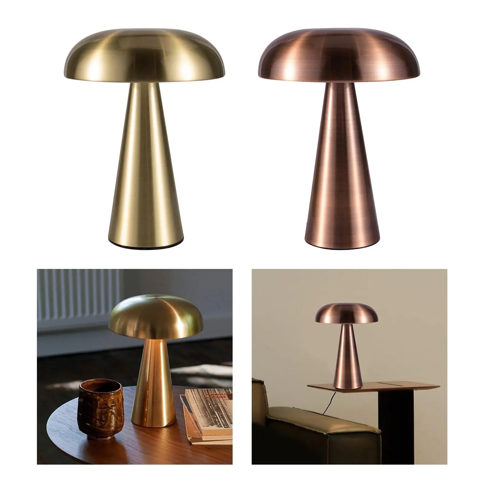 Portable Mushroom Table Lamp 3 Levels Brightness USB Rechargeable Touch LED