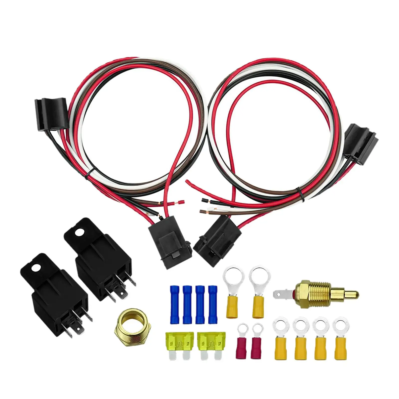 Auto Dual Electric Fan Relay Kit 185 On 175 Off 40 Amp Thermostat Kit Temperature Sensor Switch