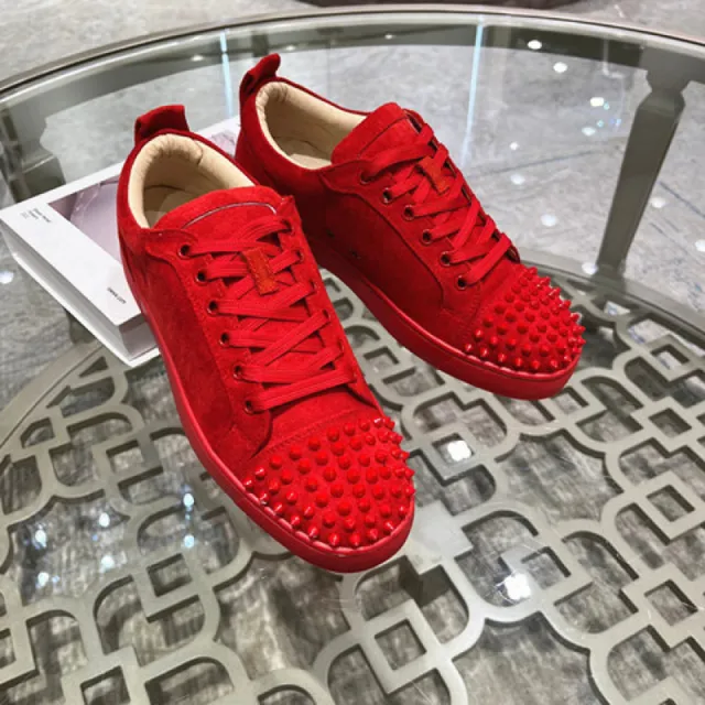 Luxury Men's and Women's Rivets Low-top Red Bottom Shoes Color-blocking  Mesh Breathable Casual Flat Bottom Shoes - AliExpress