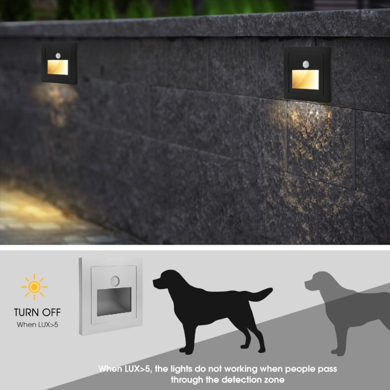 PIR Motion Sensor Led Night Light Recessed Infrared Body Induction Lamp for Steps Ladder Stairs Corridor Bedroom Kitchen Lights