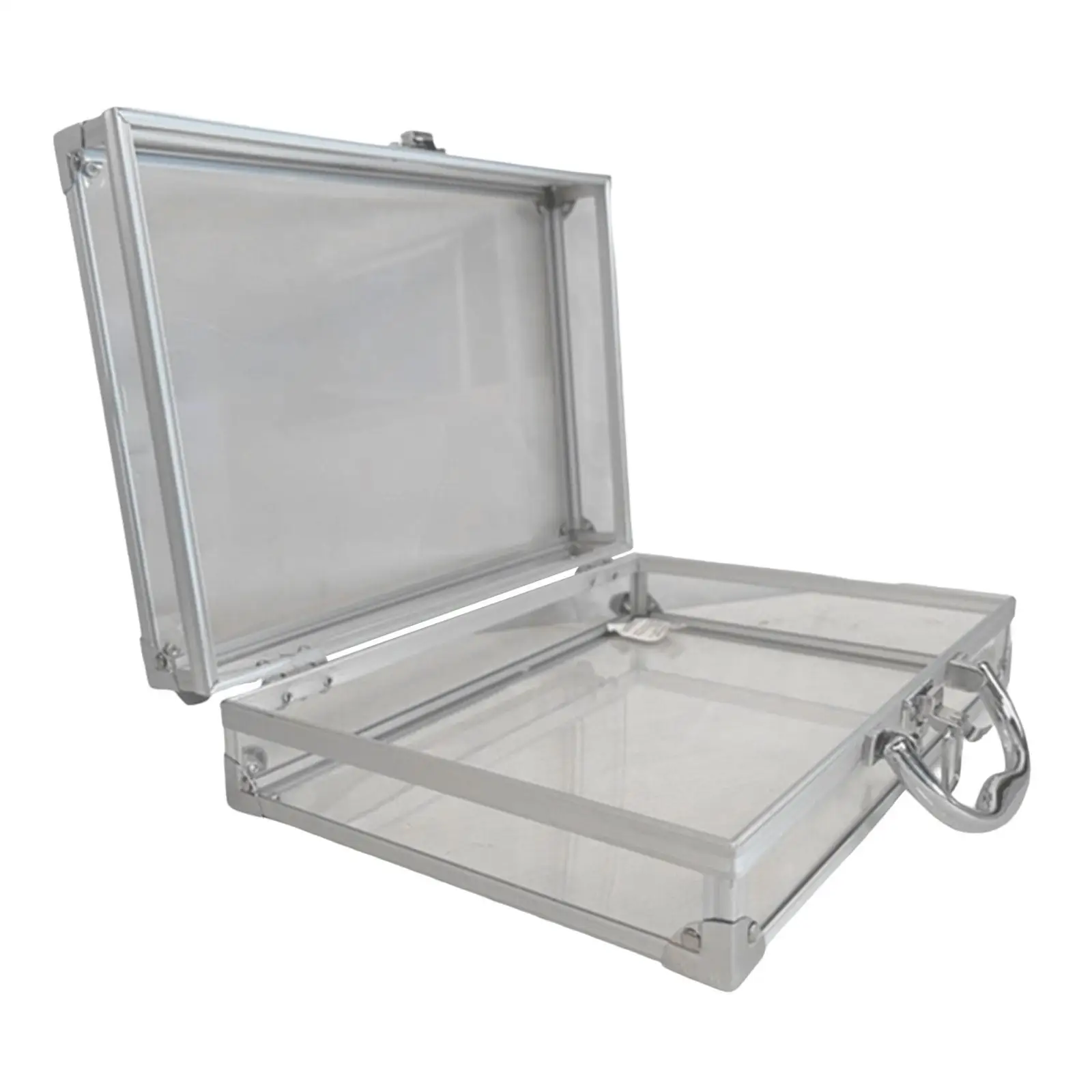 Aluminum Alloy Carrying Case PE Transparent Board with Lock Large Capacity Transparent Carrying Case Storage Case with Handle
