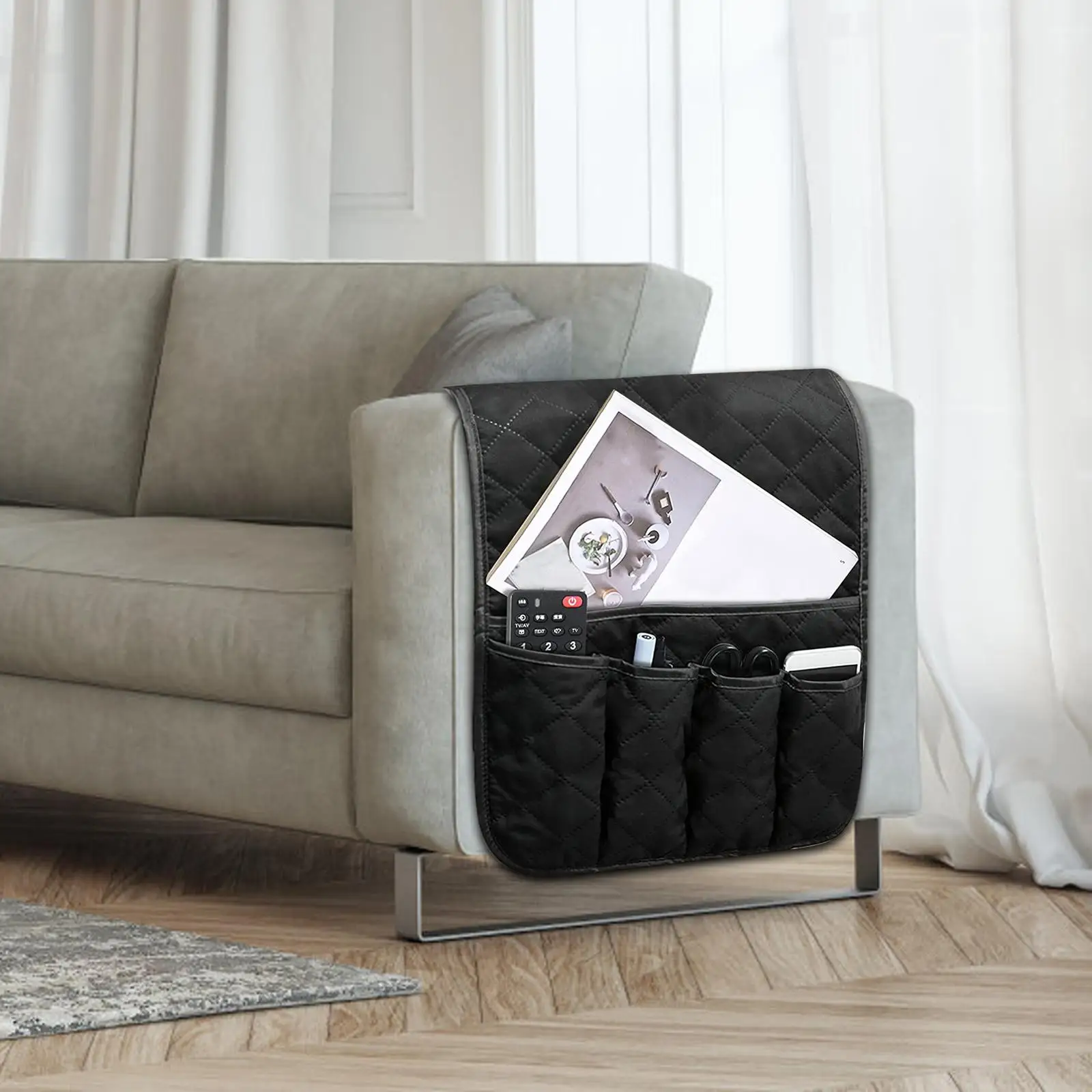 Sofa Armrest Bag Drinks Holder pouch Storage Organizer Bedside Storage Bag for Mobile Remote Control Magazine Books Snack