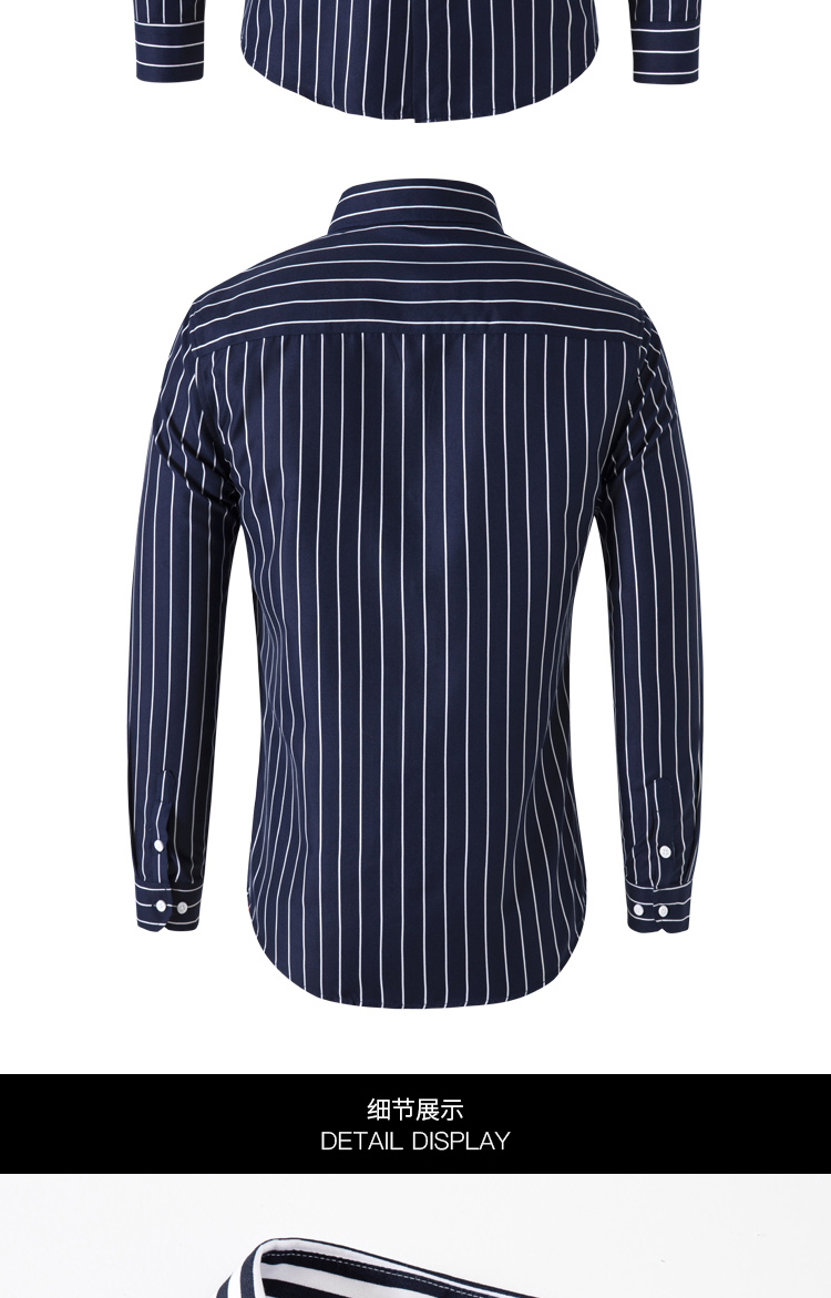 Title 12, Korean Long Sleeve Striped Shirt Men Clothing S...