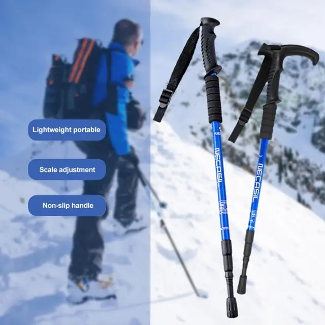 Bastones de Trekking de 2 piezas y 4 secciones, palo de senderismo plegable  con mango recto/curvo, bastones nórdicos para caminar, 110cm - AliExpress