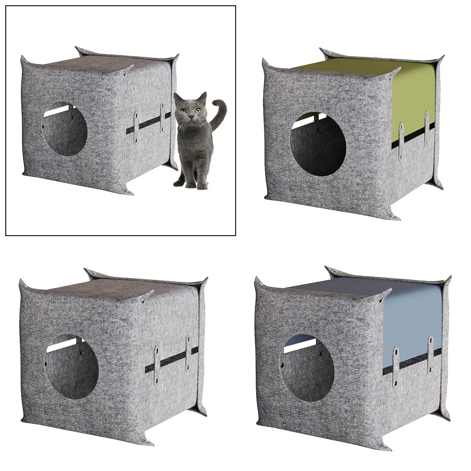 Felt Cats Cave Sleeping Bed for Indoor Cats, Lounger Playhouse Tent